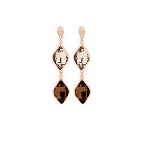 Classic rhombus smoked topaz earrings in rose gold plating in gold plating