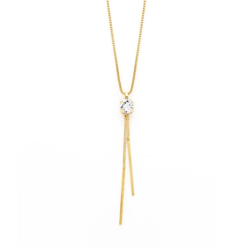 Minimal stick crystal necklace in gold plating