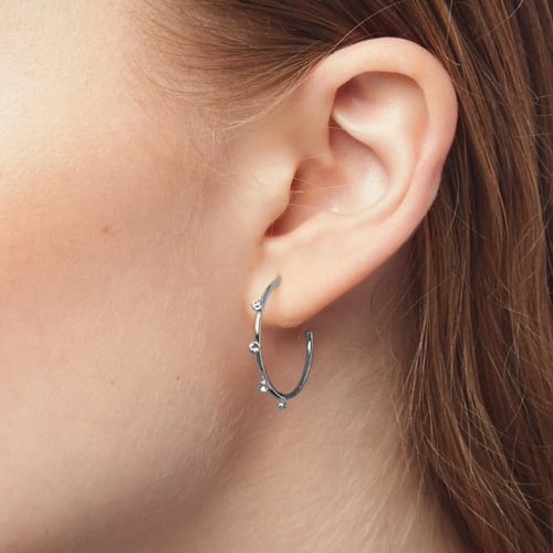 Iris crystal hoop earrings in silver