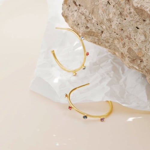 Iris multicolour hoop earrings in gold plating