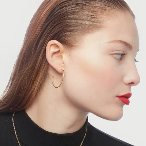 Iris crystal hoop earrings in gold plating