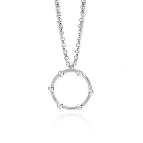 Iris circle crystal necklace in silver