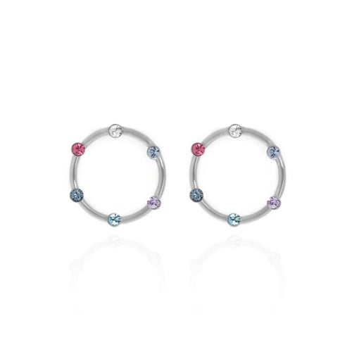 Iris round multicolour earrings in silver