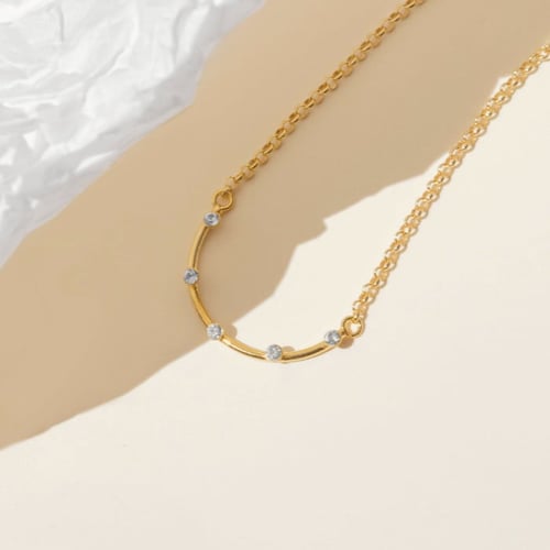 Iris semicircle multicolour necklace in gold plating