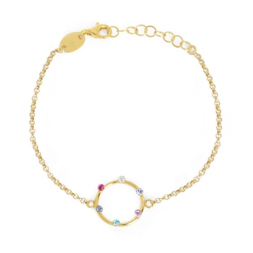 Iris circles multicolour bracelet in gold plating