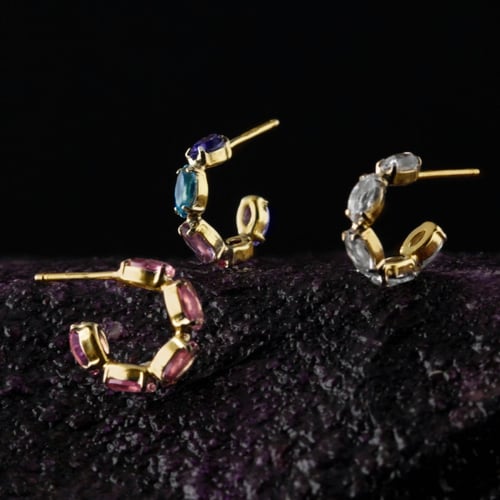 Arisa multicolour curved earrings in gold plating