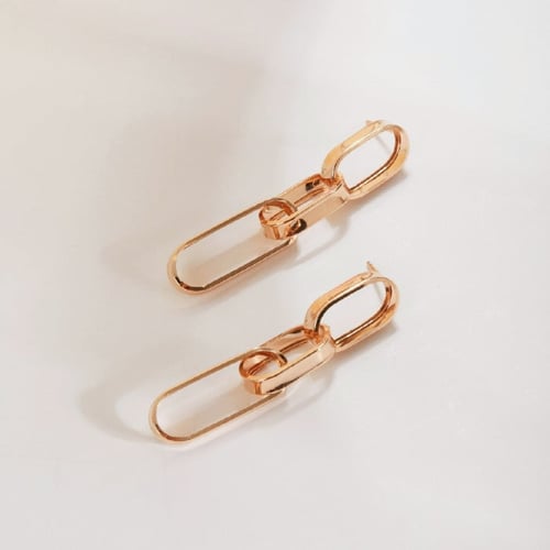 Capture links earrings in rose gold plating