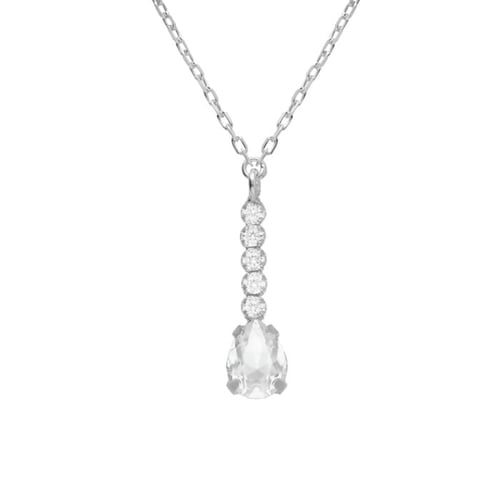 Eunoia sterling silver short necklace with crystal in mini zircons and teardrop shape