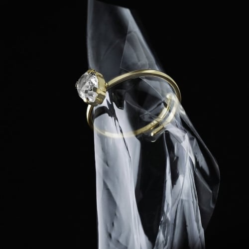 Eunoia gold-plated adjustable ring with crystal in tear shape