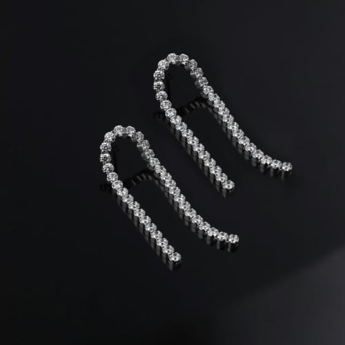Eunoia sterling silver long earrings with crystal in mini zircons shape