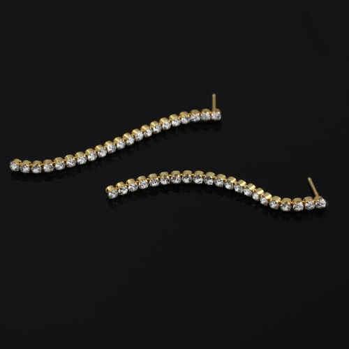 Eunoia gold-plated long earrings with crystal in mini zircons shape