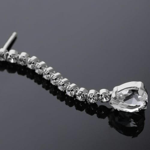 Eunoia sterling silver long earrings with crystal in mini zircons and teardrop shape