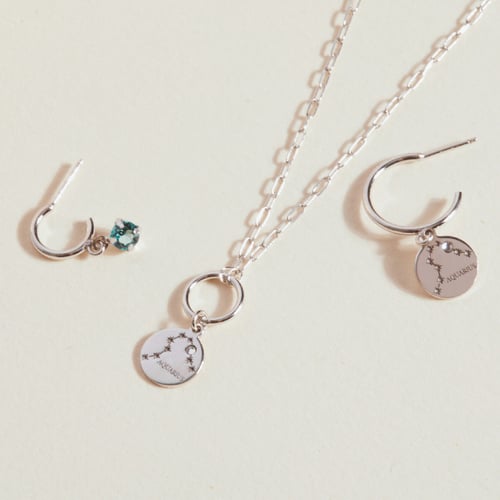 Zodiac aries crystal hoop earrings in silver