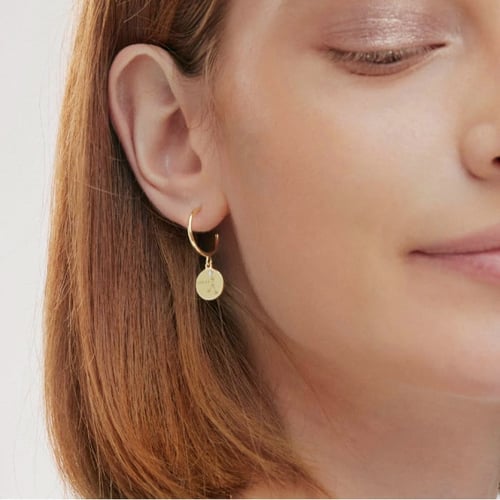 Zodiac cancer crystal hoop earrings in gold plating