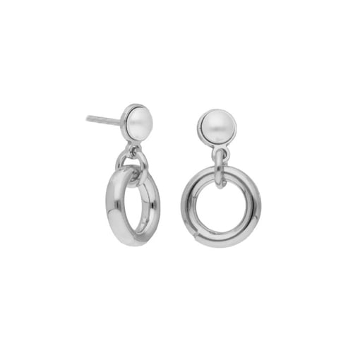 Zahara circle pearl earrings in silver