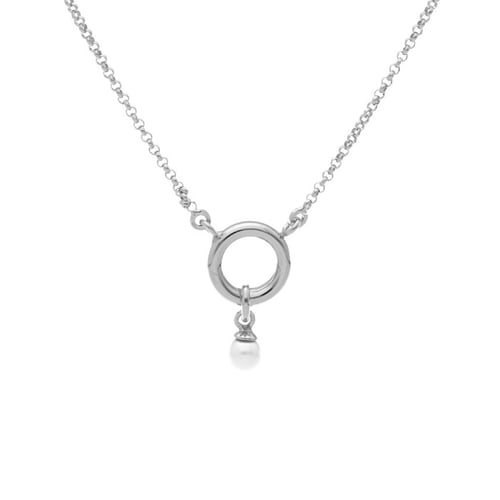 Zahara circle pearl necklace in silver