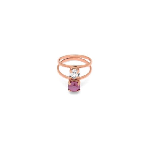 Celina peony pink double ring in rose gold plating in gold plating
