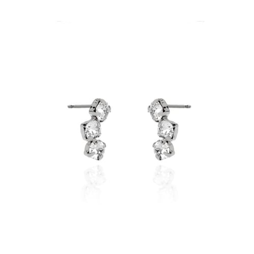 Caterina round crystal earrings in silver