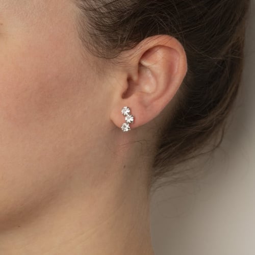 Caterina round crystal earrings in silver