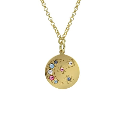 Charming moon multicolour necklace in gold plating