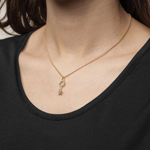 Pure Love key crystal necklace in gold plating