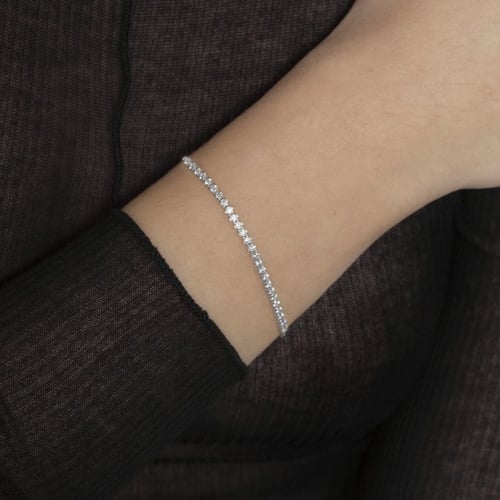 Well-loved sterling silver adjustable bracelet with white crystal in waterfall shape