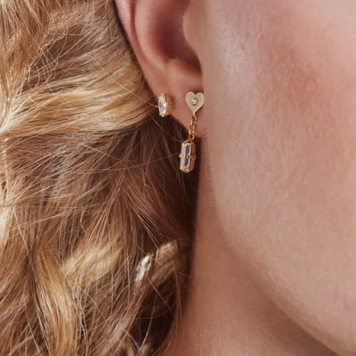 Pure Love heart crystal earrings in gold plating