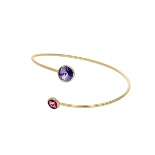 Basic XS double crystal violet and tanzanite bracelet in gold plating