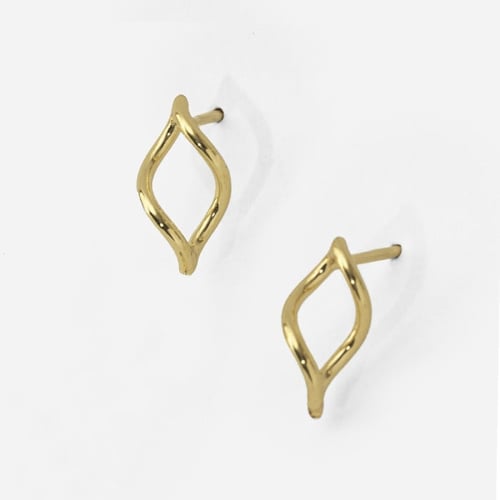Viena gold-plated stud earrings in waves shape