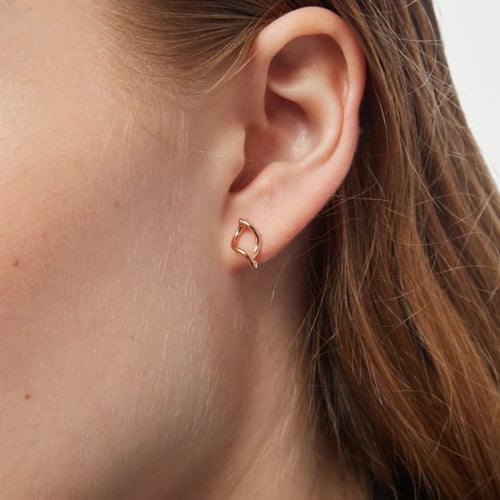 Viena rose gold-plated stud earrings in waves shape