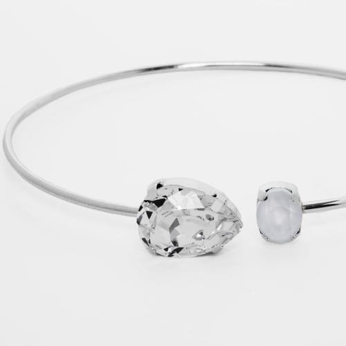 Blooming tear crystal bracelet in silver