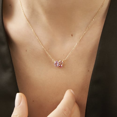 Alexandra crystals violet necklace in gold plating.
