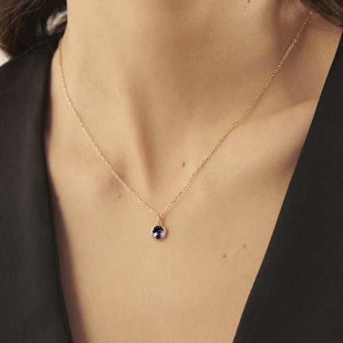 Basic XS crystal tanzanite necklace in gold plating