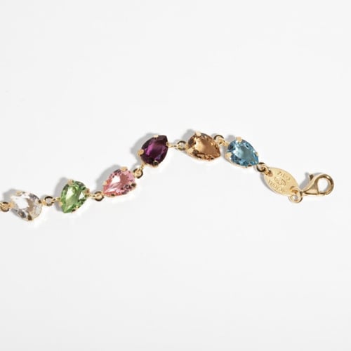 Magnolia gold-plated adjustable bracelet with multicolour in tear shape
