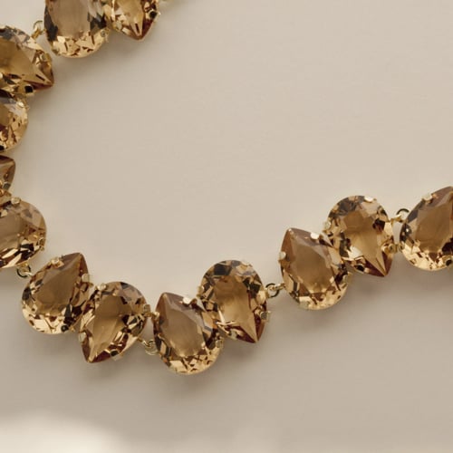 Magnolia gold-plated adjustable bracelet with brown in tear shape