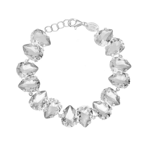 Magnolia sterling silver adjustable bracelet with white in tear shape