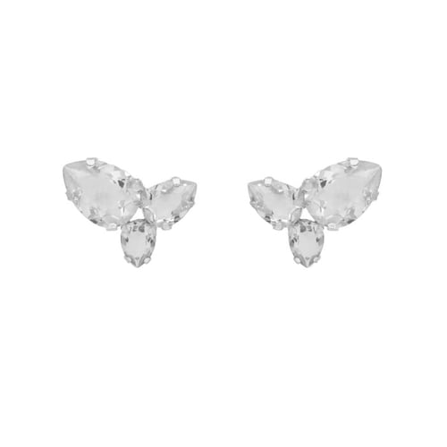 Magnolia sterling silver short earrings with white in tear shape