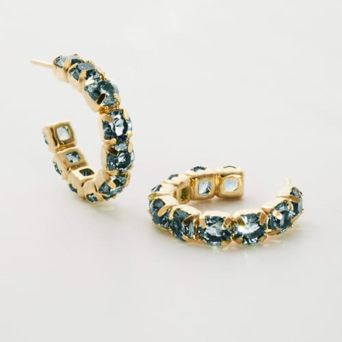 Jade crystals light turquoise earrings in gold plating