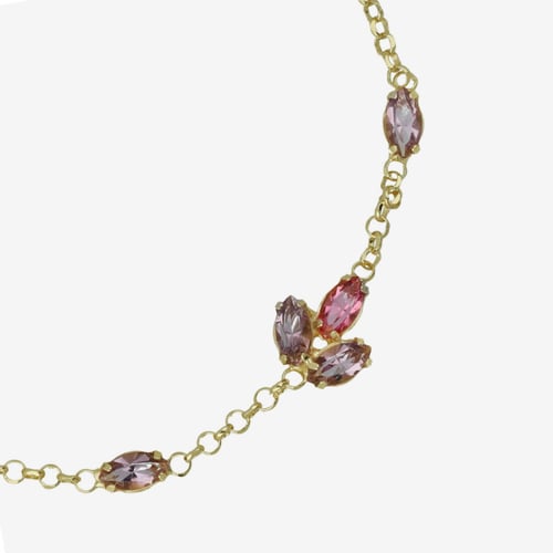 Lia gold-plated adjustable bracelet with pink in flower shape