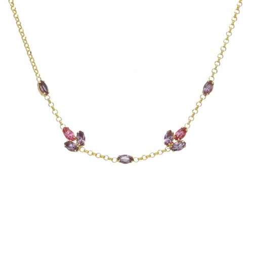 Lia gold-plated short necklace with pink in flower shape