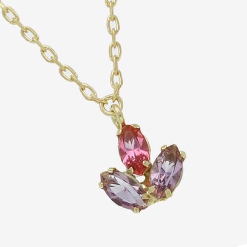 Lia gold-plated short necklace with pink in flower shape