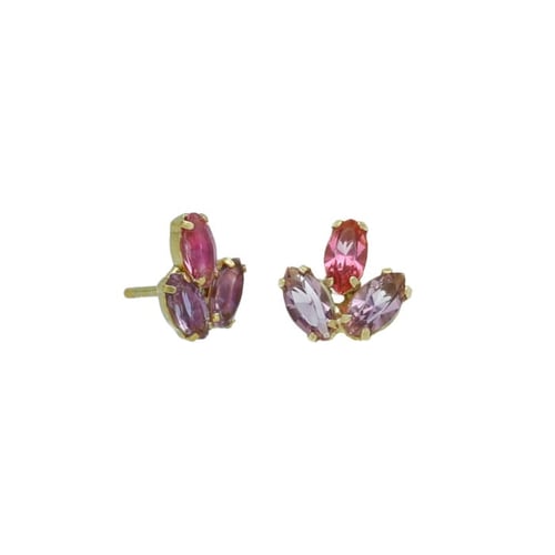 Lia gold-plated stud earrings with pink in flower shape