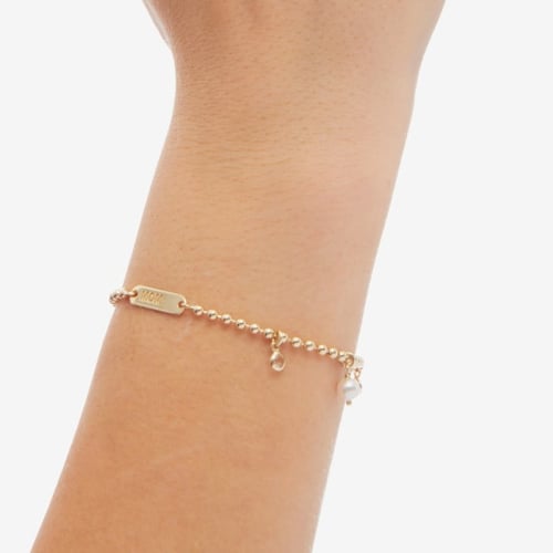 MOTHER gold-plated adjustable bracelet with white in mom plate and pearl shape