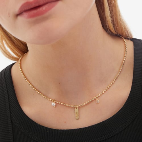 MOTHER gold-plated short necklace with white in mom plate and pearl shape