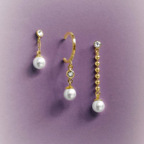 MOTHER gold-plated hoop earrings with white in pearl shape