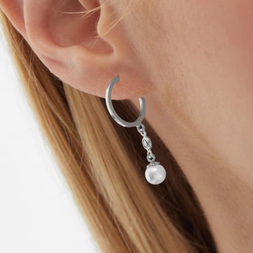 MOTHER sterling silver hoop earrings with white in pearl shape