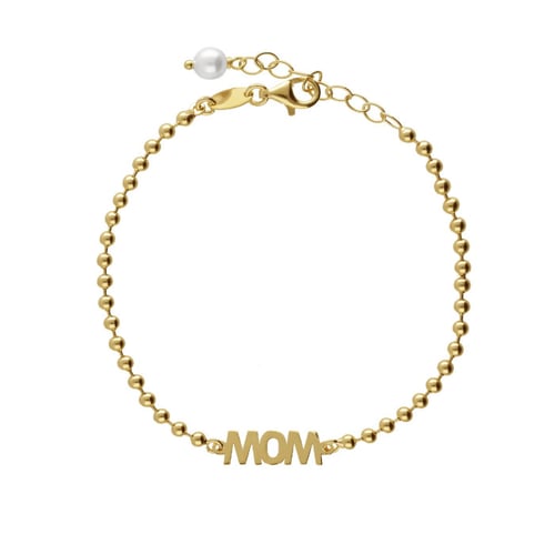 MOTHER gold-plated adjustable bracelet with pearls in Mom shape