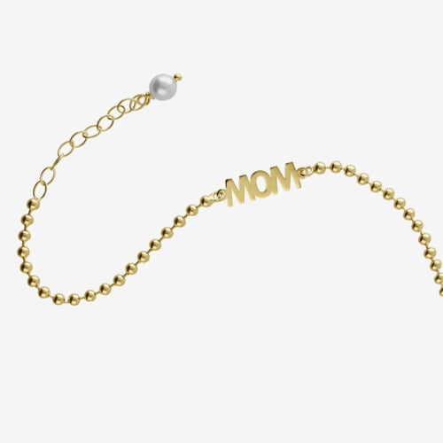 Pulsera ajustable Mom color perla bañada en oro