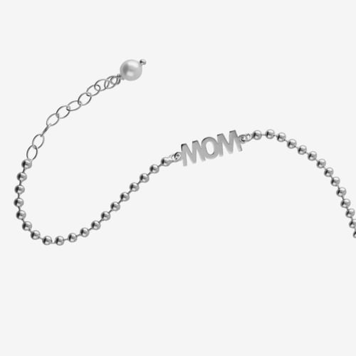 MOTHER sterling silver adjustable bracelet with pearls in Mom shape