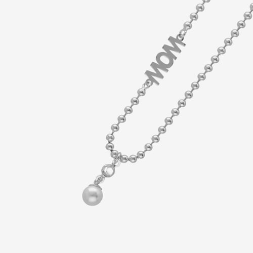 MOTHER sterling silver short necklace with white in Mom shape
